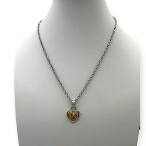 Small heart pendant on a chain necklace gold/silvered tones